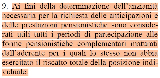 Cosa dice il Decreto Legislativo 252/2005 - Articolo 11 - Comma 9