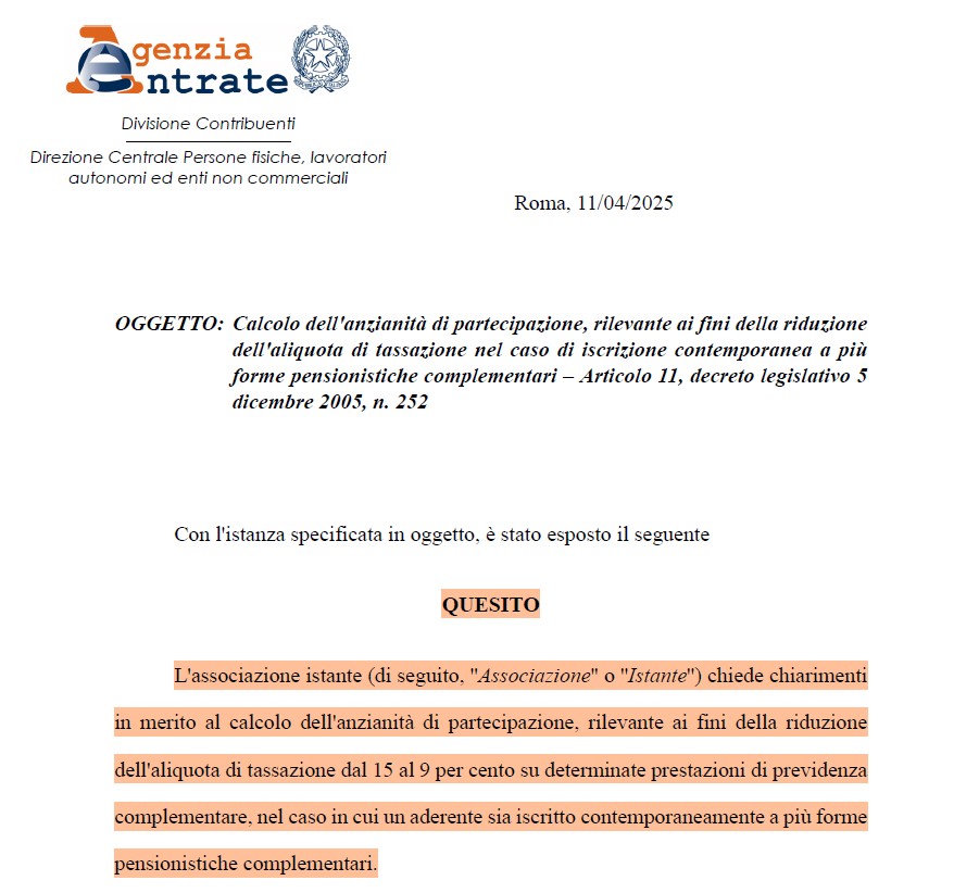 La risoluzione dell’Agenzia delle Entrate n. 29 del 2025 - il quesito